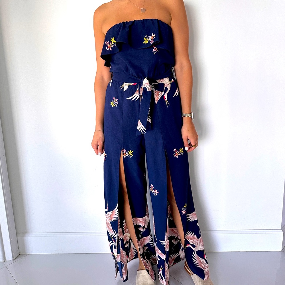 Blue strapless mono